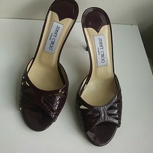 JIMMY CHOO AUBERGINE PATENT LEATHER MULES, 3,5 S7